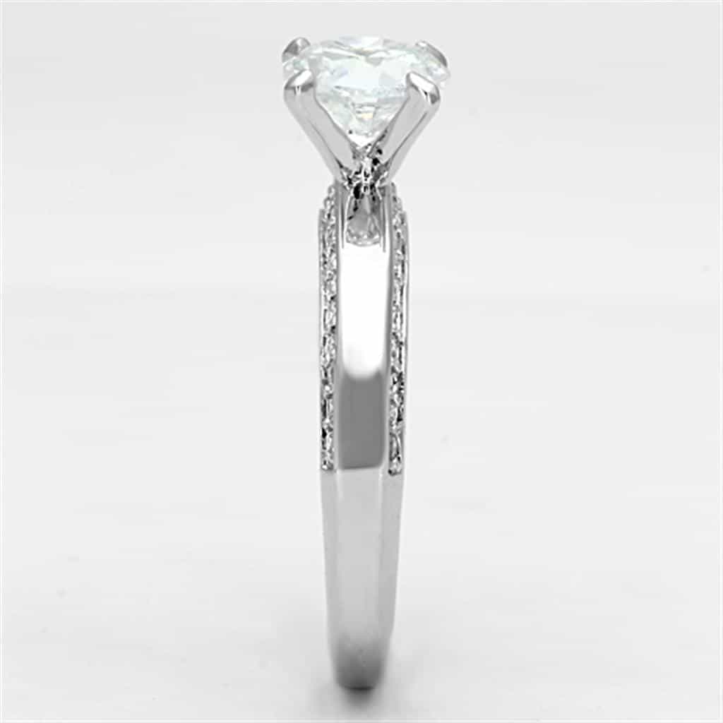 Brass CZ Round Solitaire Cathedral Split Shank Ring view 8