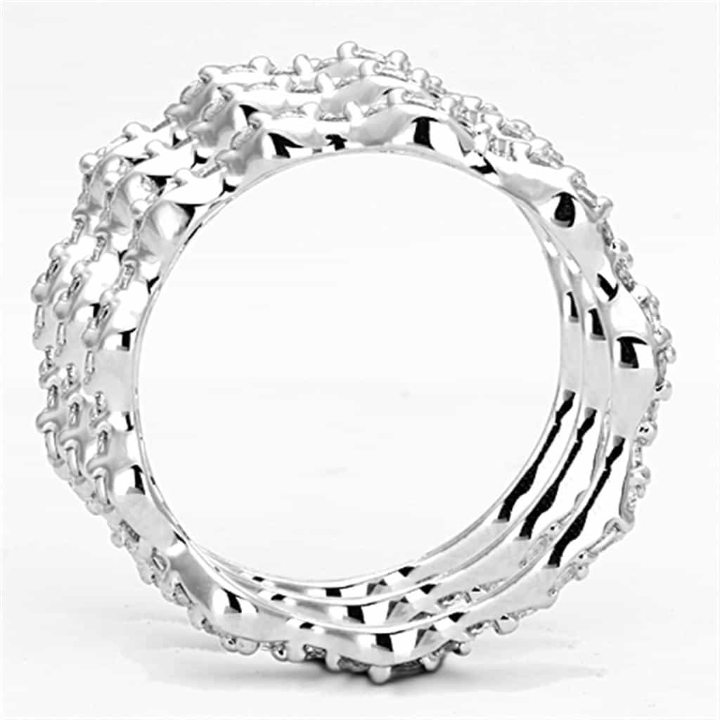 Brass CZ Pave Triple Wave Stackable Set Ring view 6