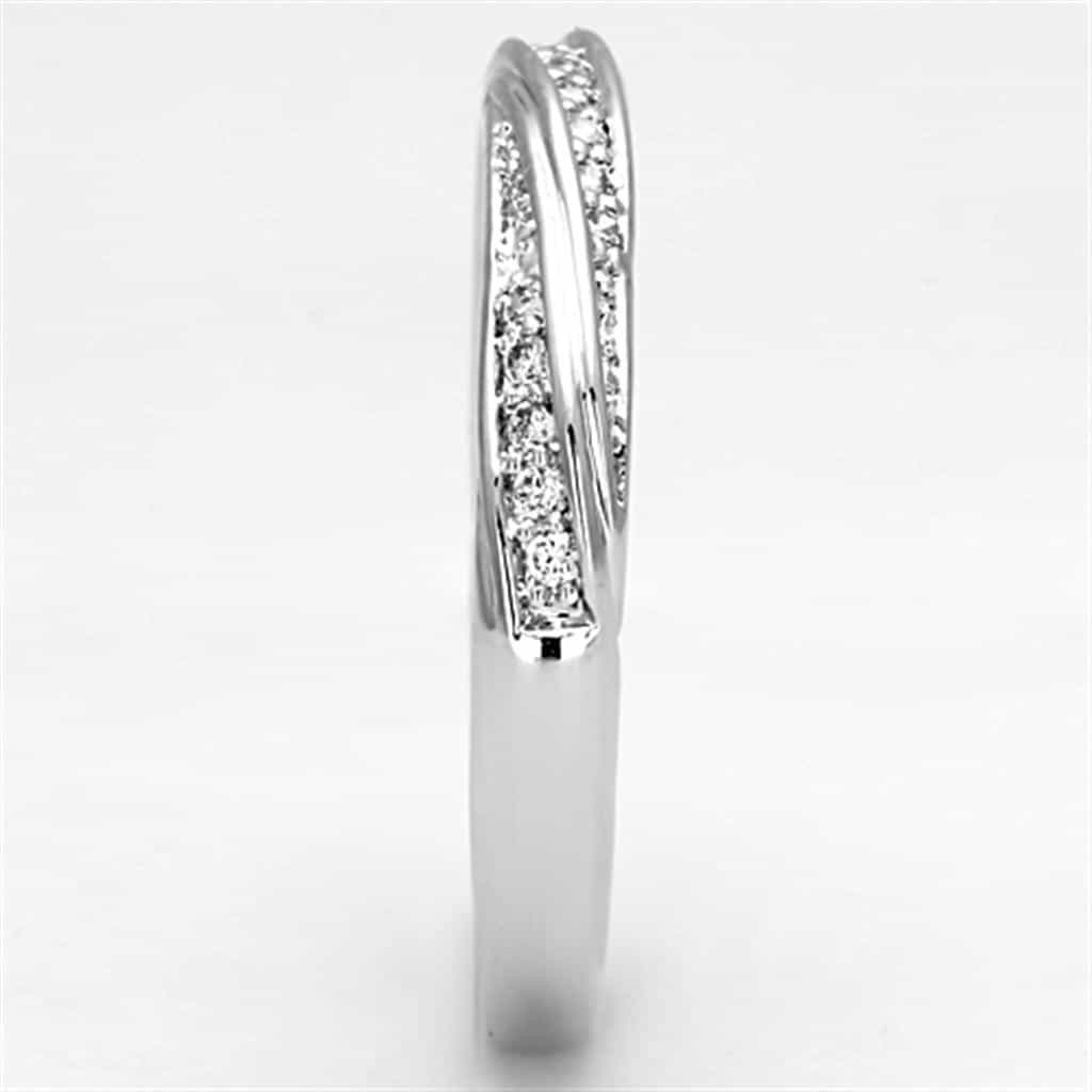Brass CZ Princess Channel Tapered Band Ring view 8