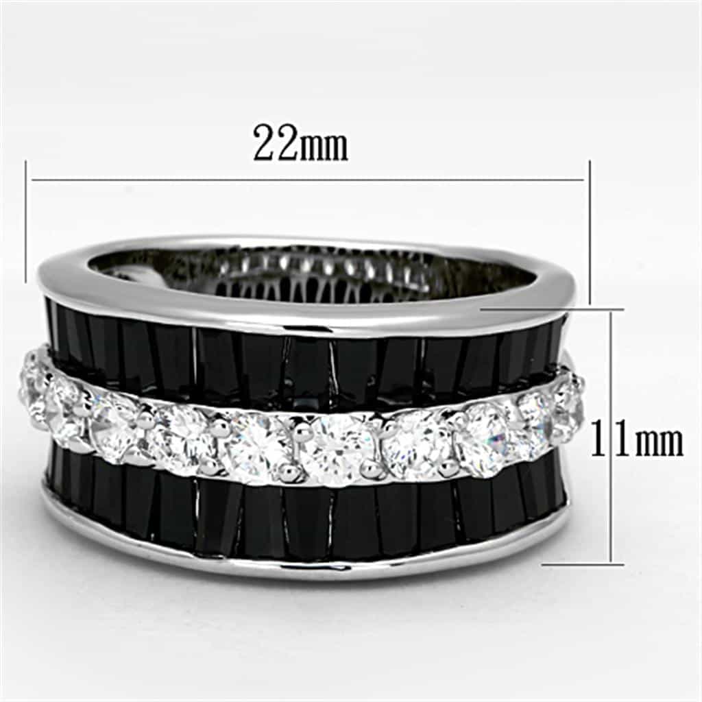 Brass Black CZ Baguette Channel Wide Band Ring view 4