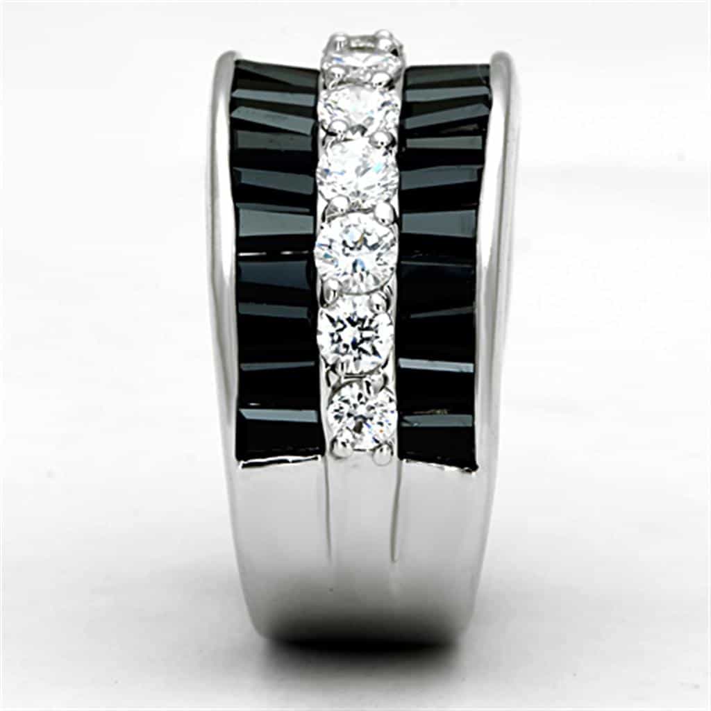 Brass Black CZ Baguette Channel Wide Band Ring view 8