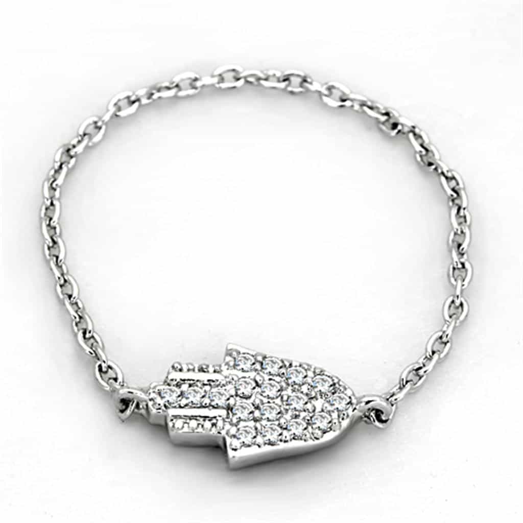 Brass CZ Pave Arrow Chevron Chain Ring view 4