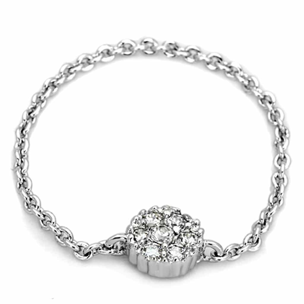 Brass CZ Halo Cluster Chain Ring view 4