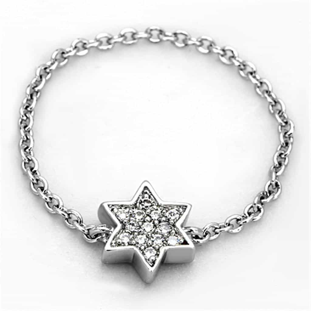 Brass CZ Pave Star Chain Ring view 4