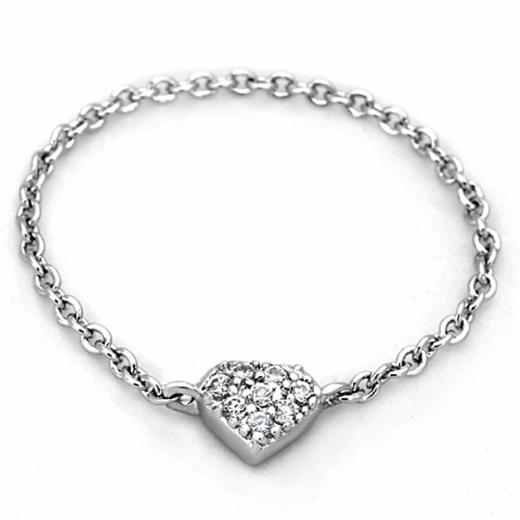 Brass CZ Pave Diamond Shape Link Chain Ring view 4