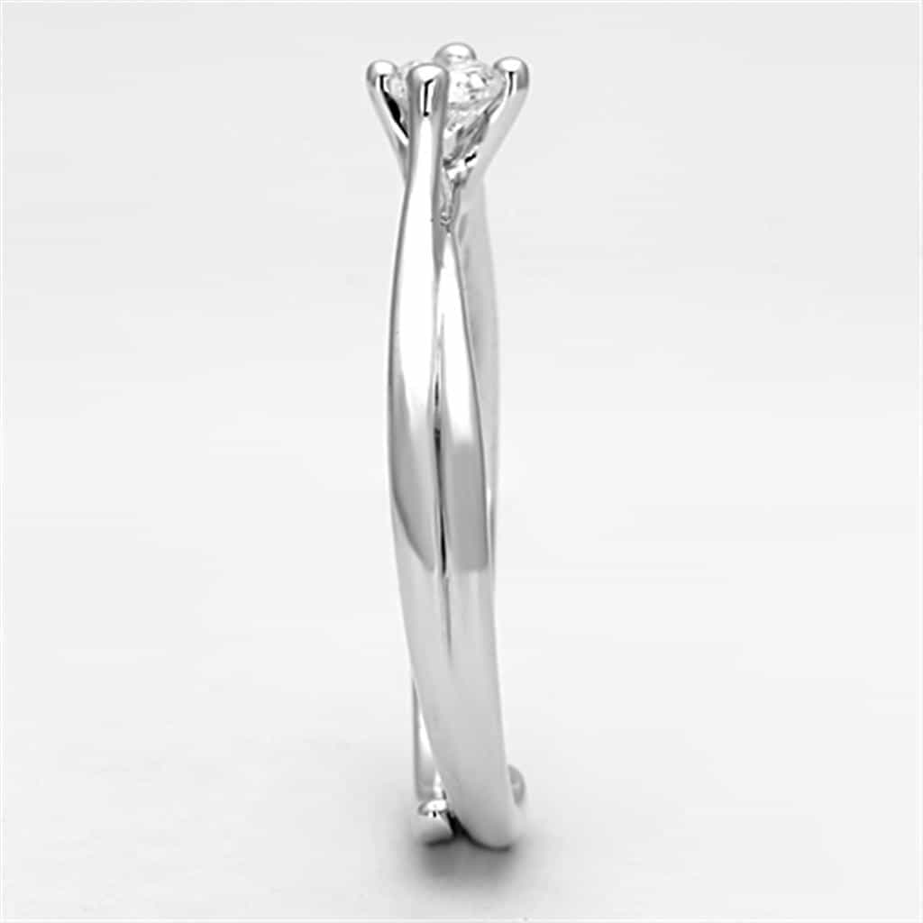 Brass CZ Round Solitaire Thin Adjustable Ring view 8
