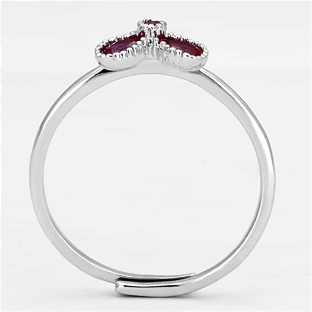 Brass Ruby CZ Triple Pear Trefoil Open Ring view 6