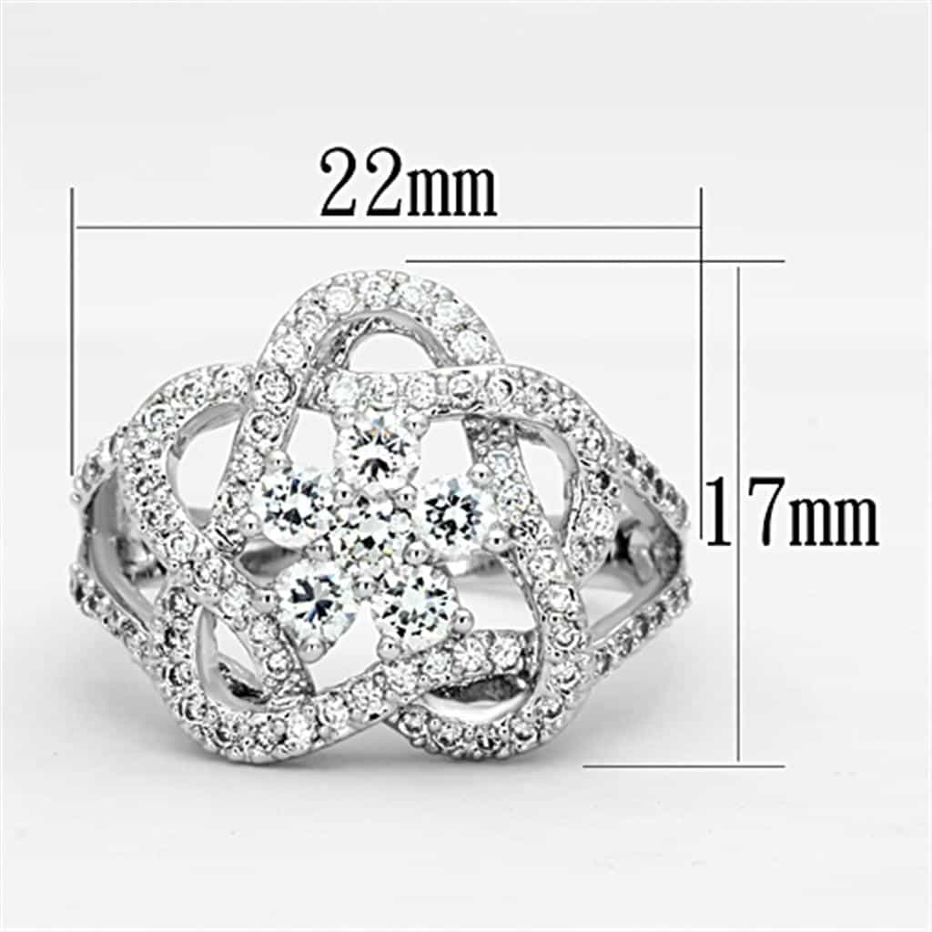 Brass CZ Pave Rose Flower Cutout Dome Ring view 4
