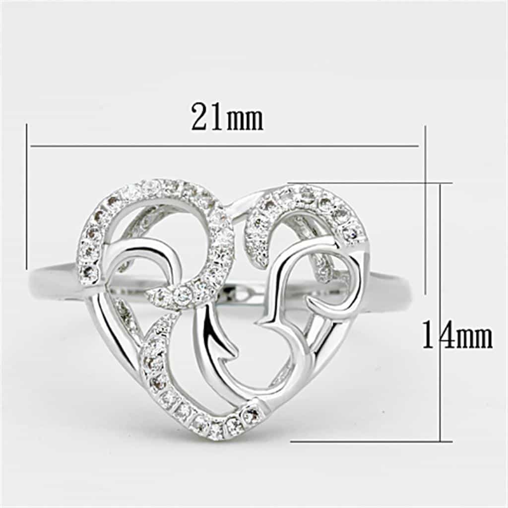 Brass CZ Pave Heart Swirl Om Cocktail Ring view 4