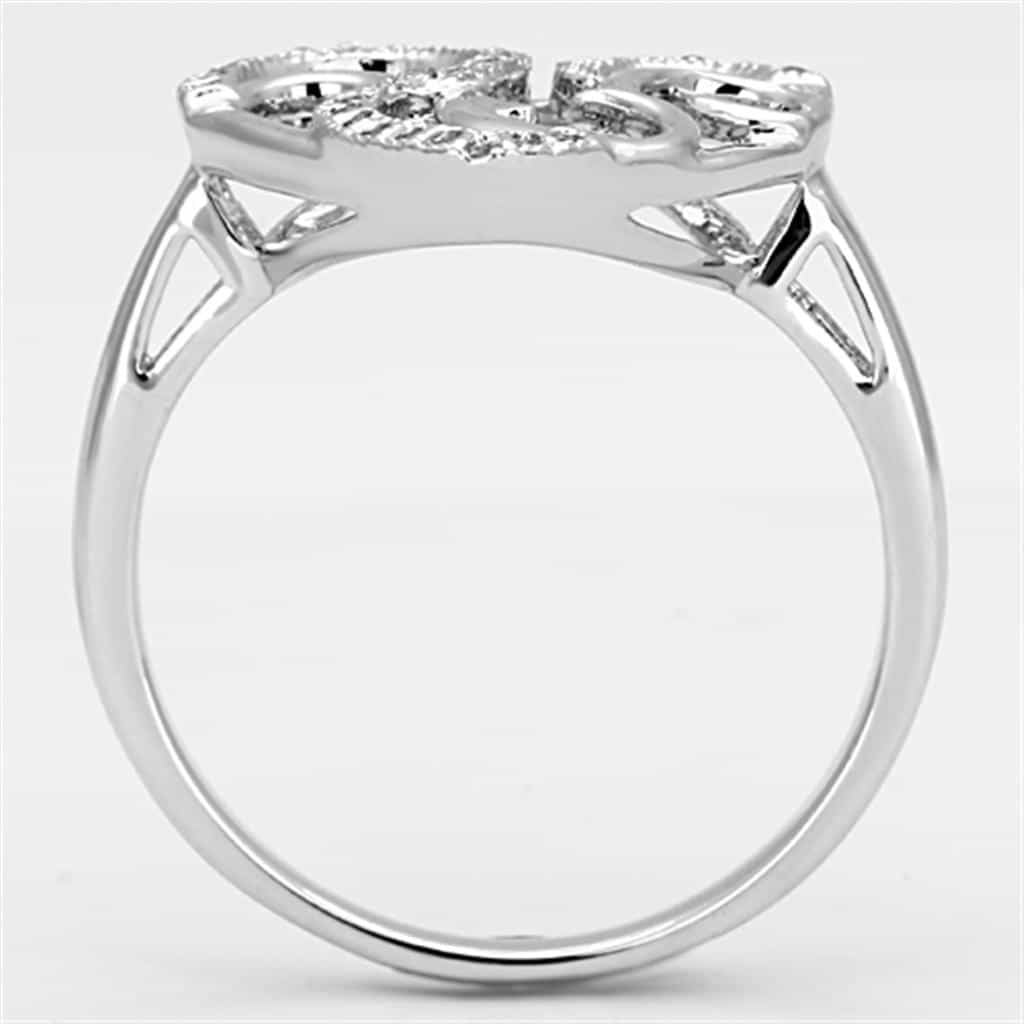 Brass CZ Pave Heart Swirl Om Cocktail Ring view 6
