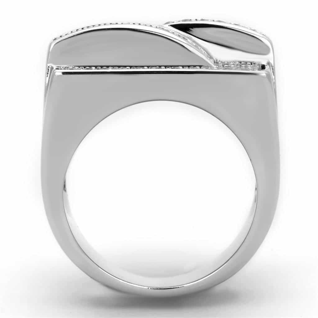 Brass CZ Pave Block Letter Signet Ring view 6