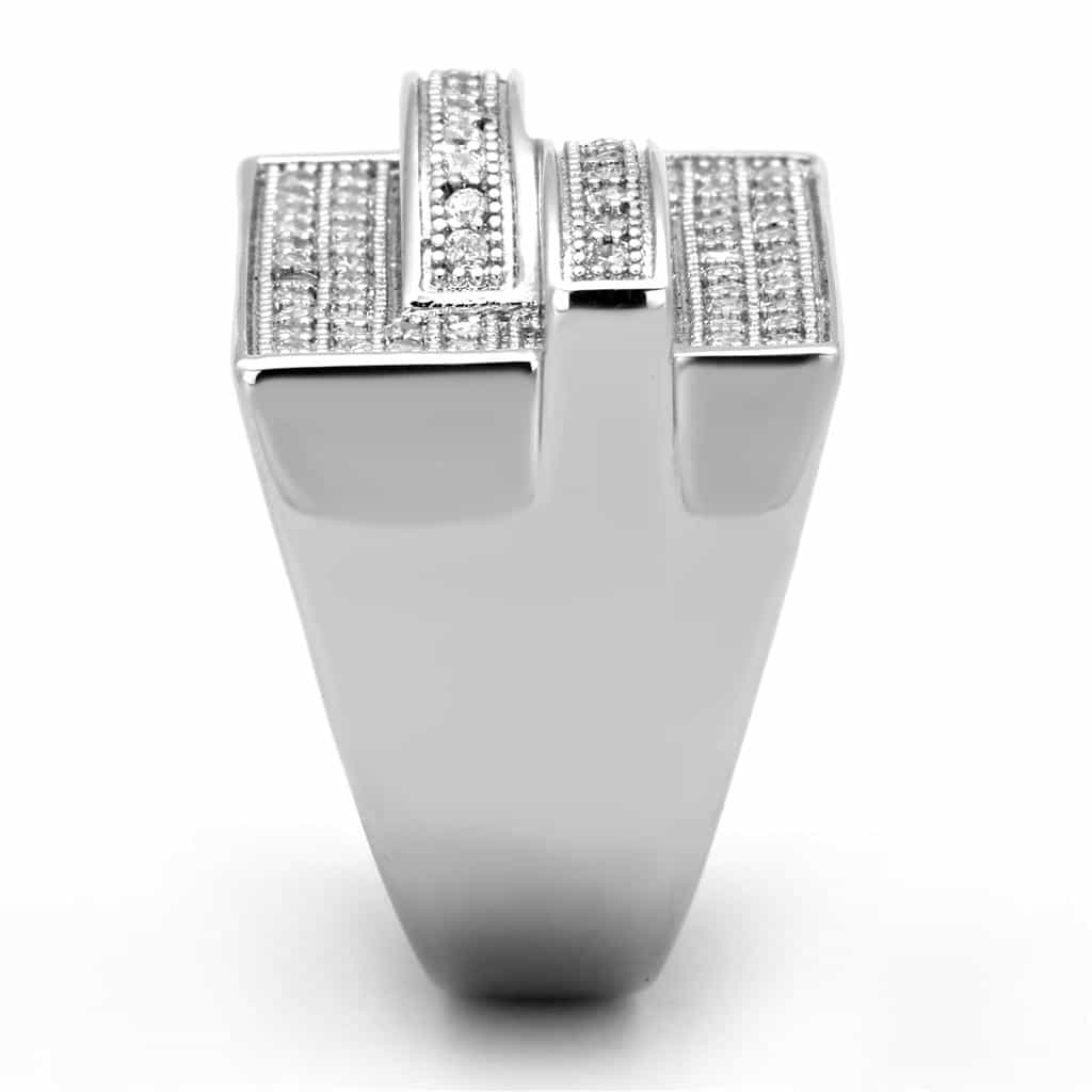Brass CZ Pave Block Letter Signet Ring view 8