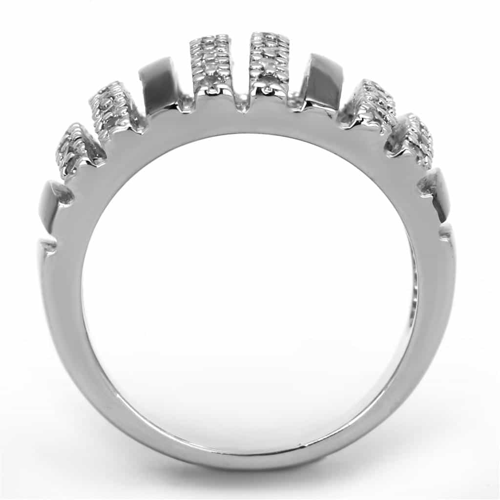 Brass CZ Pave Onyx Stripe Wide Dome Ring view 6