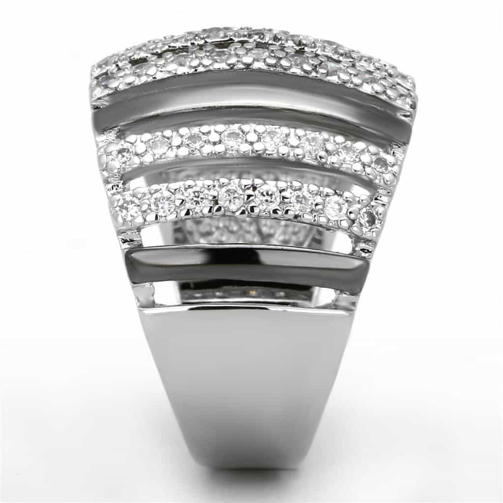 Brass CZ Pave Onyx Stripe Wide Dome Ring view 8