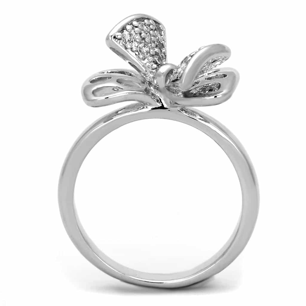 Brass CZ Pave Bow Ribbon Open Cutout Ring view 6