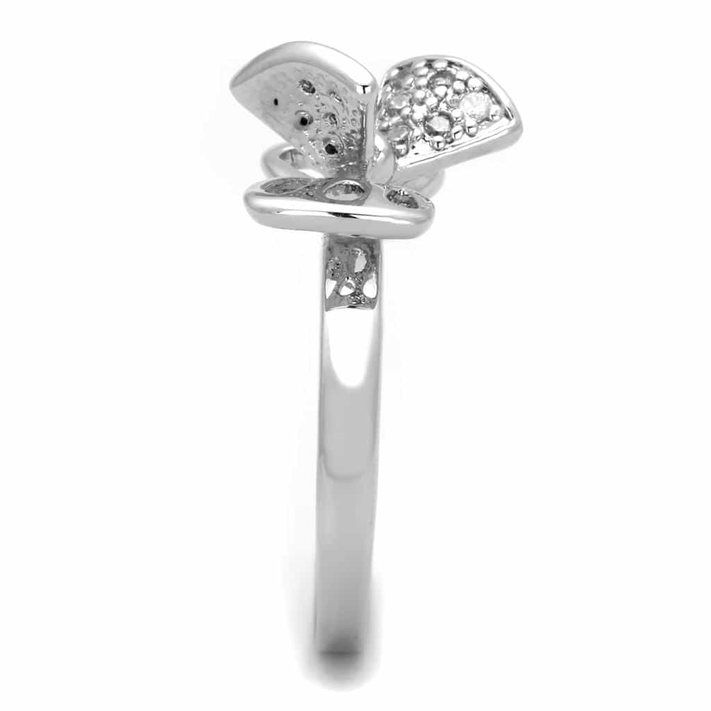 Brass CZ Pave Bow Ribbon Open Cutout Ring view 8