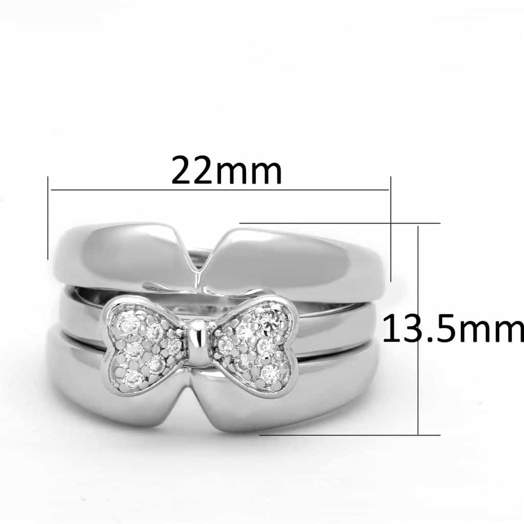 Brass CZ Pave Bow Ribbon Band Set Ring view 4