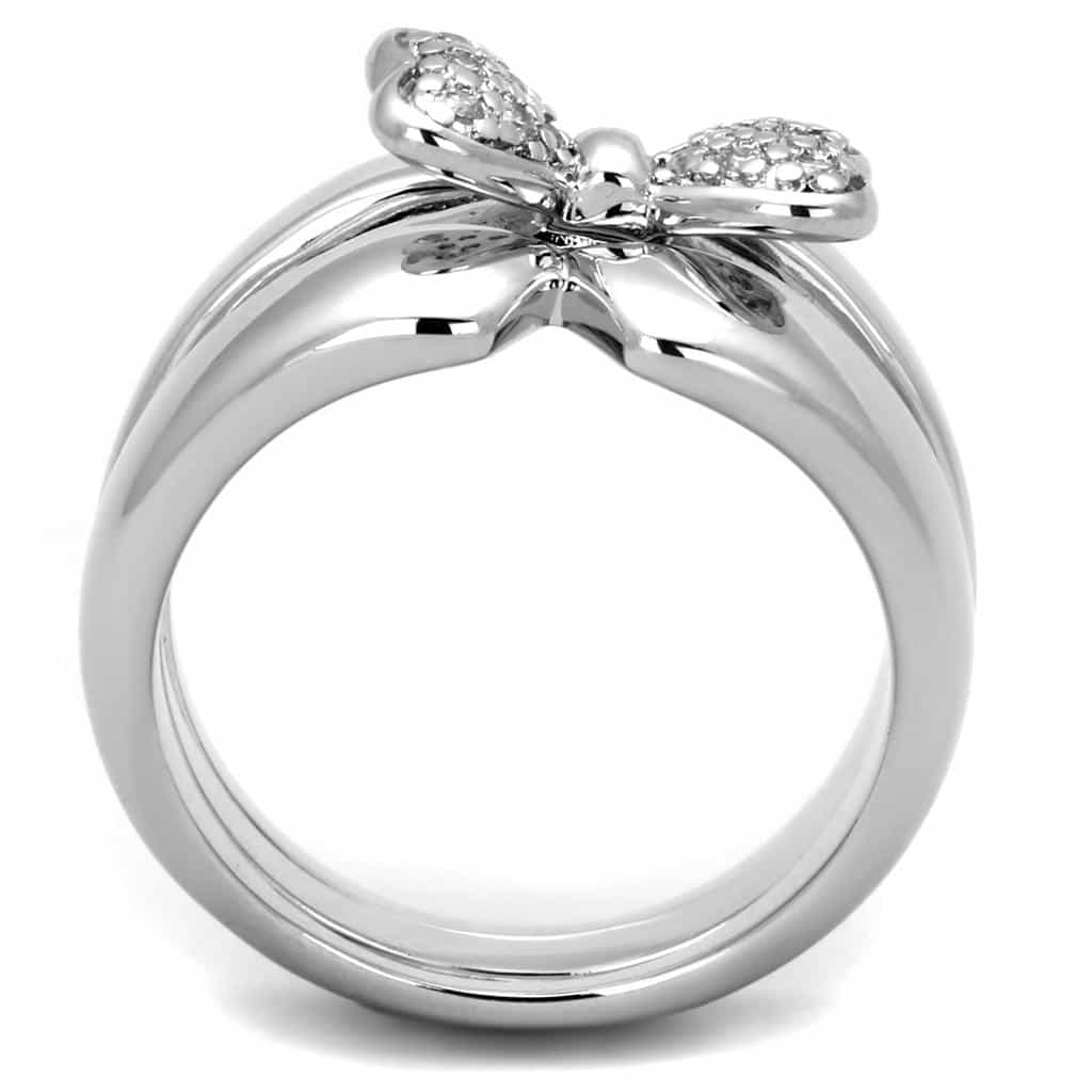 Brass CZ Pave Bow Ribbon Band Set Ring view 6