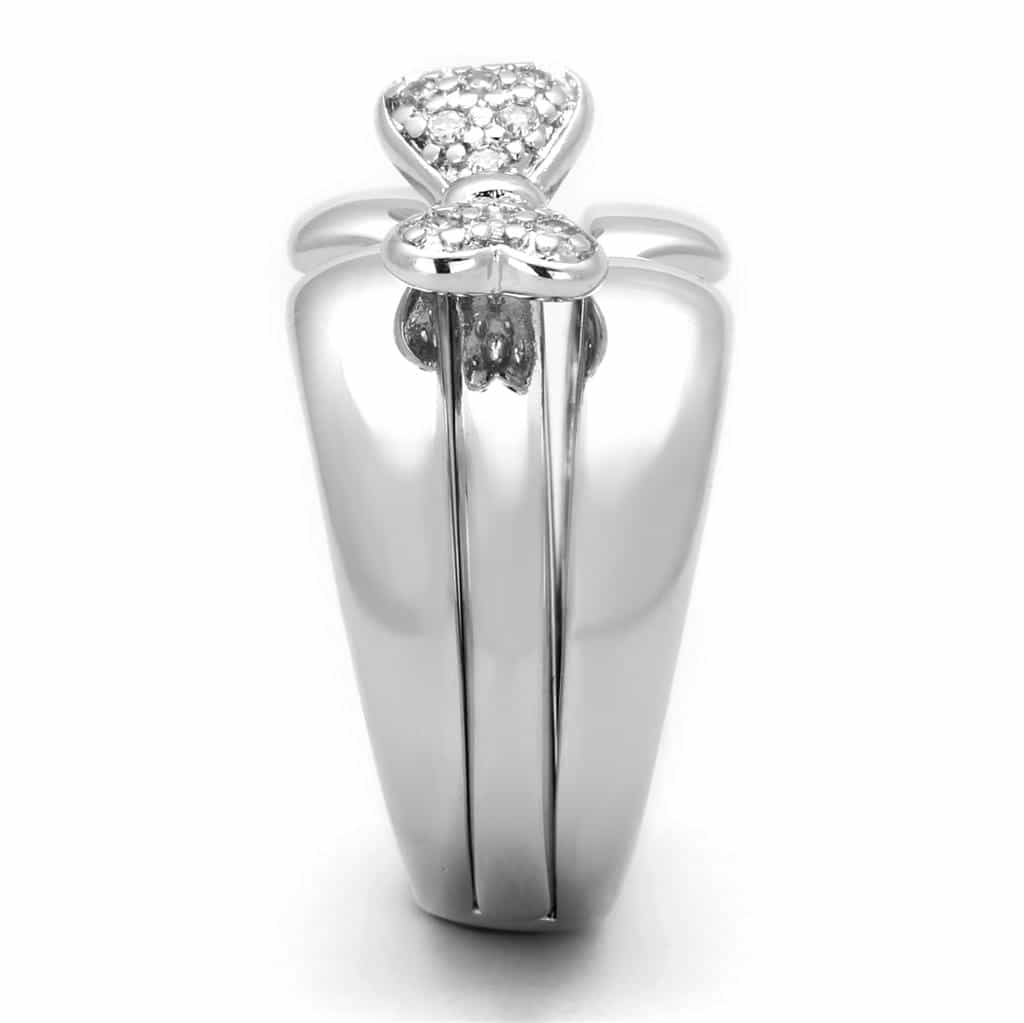 Brass CZ Pave Bow Ribbon Band Set Ring view 8