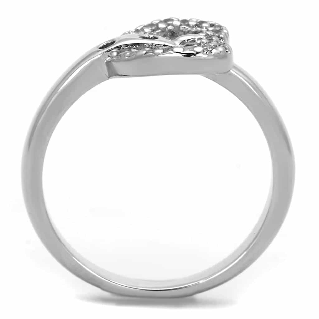 Brass CZ Pave Open Heart Solitaire Ring view 6
