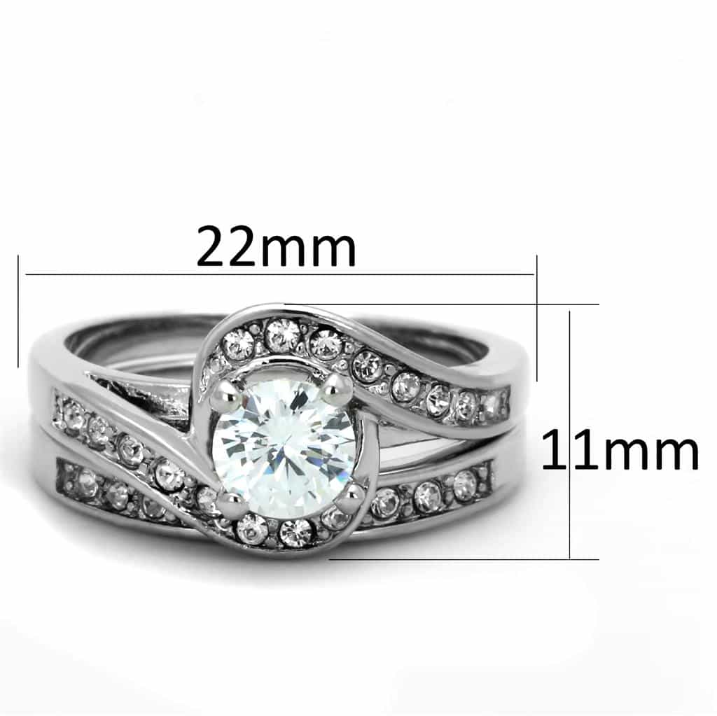 Brass CZ Round Solitaire Halo Split Shank Set Ring view 4
