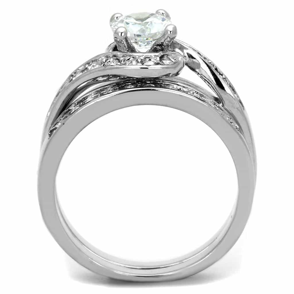 Brass CZ Round Solitaire Halo Split Shank Set Ring view 6