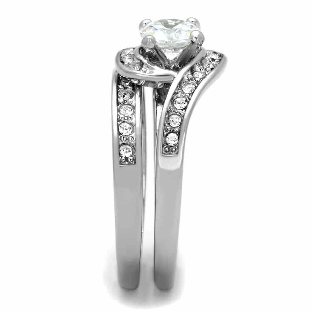 Brass CZ Round Solitaire Halo Split Shank Set Ring view 8