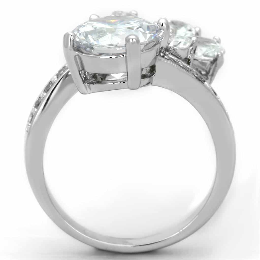 Brass CZ Pear Flower Cluster Cocktail Ring view 6
