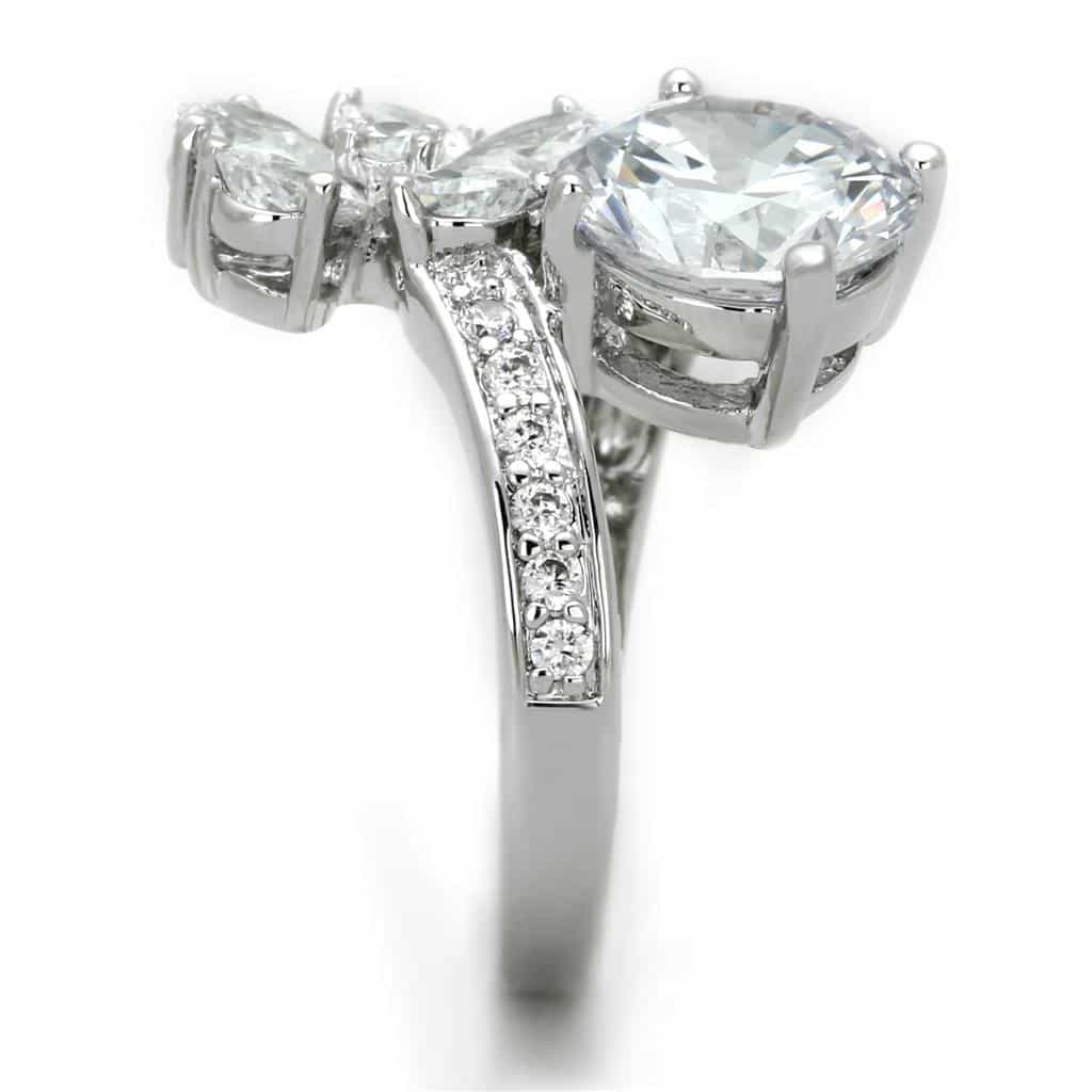 Brass CZ Pear Flower Cluster Cocktail Ring view 8