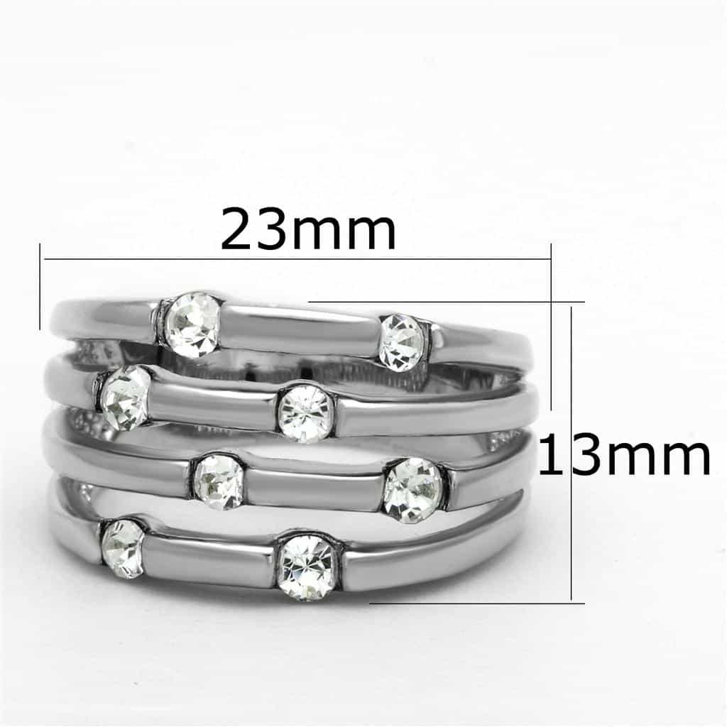 Brass CZ Bezel Scattered Multi-Row Wide Band Ring 3W581 view 4