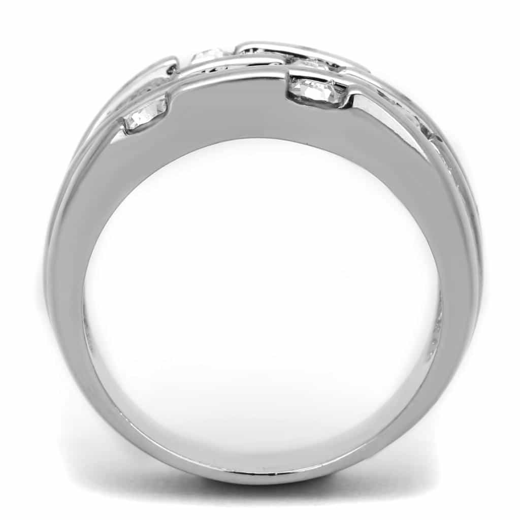 Brass CZ Bezel Scattered Multi-Row Wide Band Ring 3W581 view 6