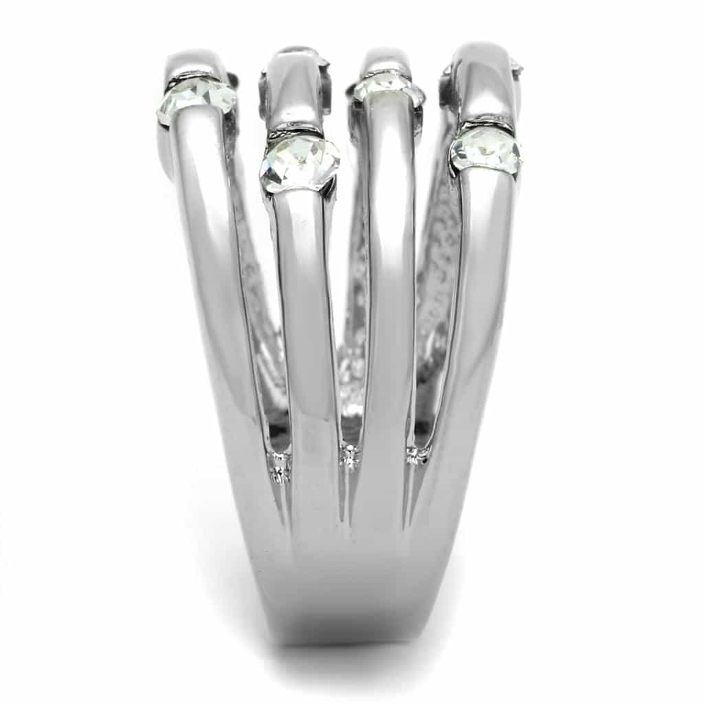 Brass CZ Bezel Scattered Multi-Row Wide Band Ring 3W581 view 8