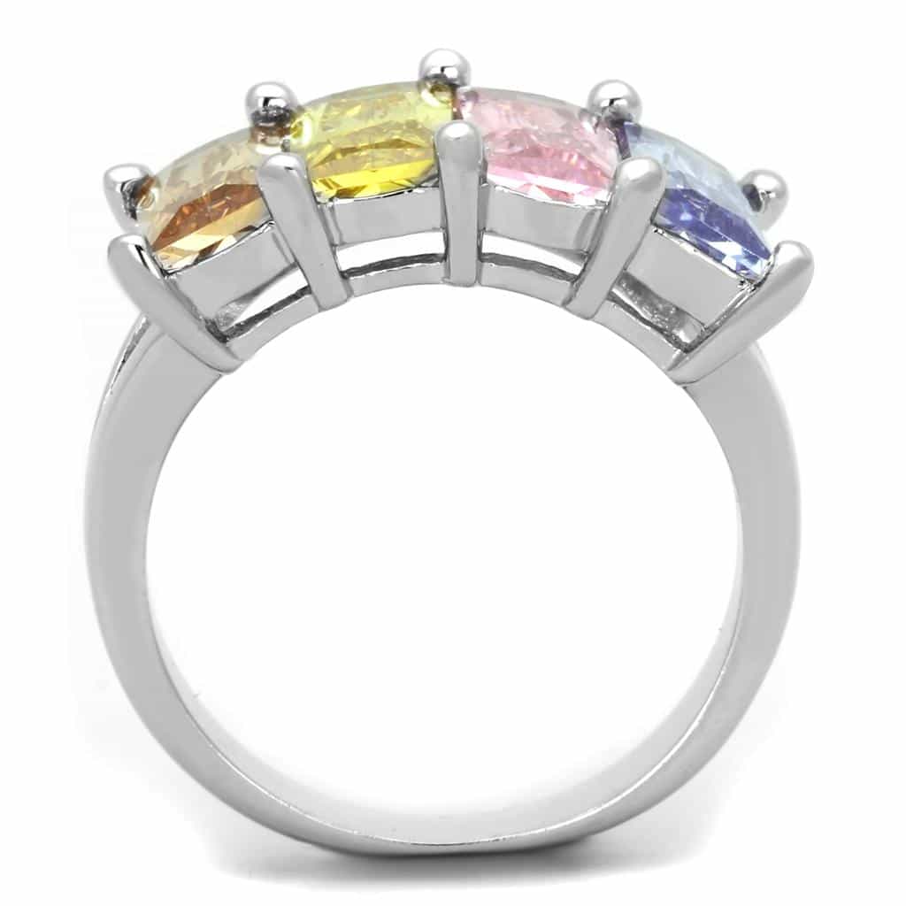 Brass Multicolor Pastel CZ Emerald Cut Triple Ring view 6