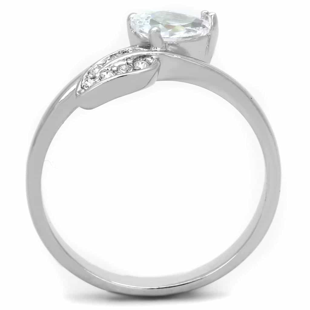 Brass CZ Pear Leaf Bypass Open Ring view 6