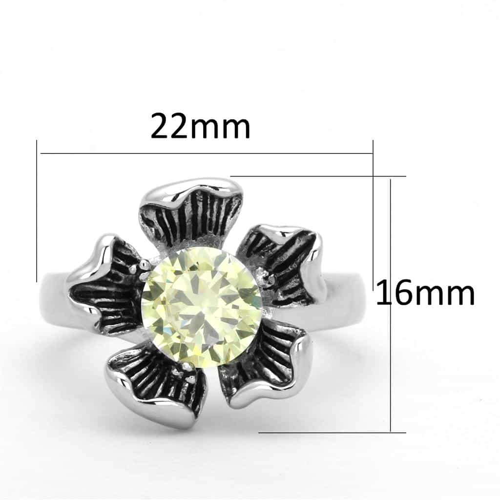 Brass Yellow CZ Oxidized Flower Bloom Cocktail Ring view 4