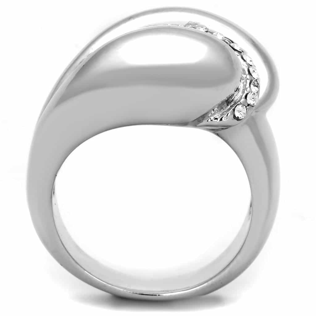 Brass CZ Pave Pearl Dome Teardrop Ring view 6