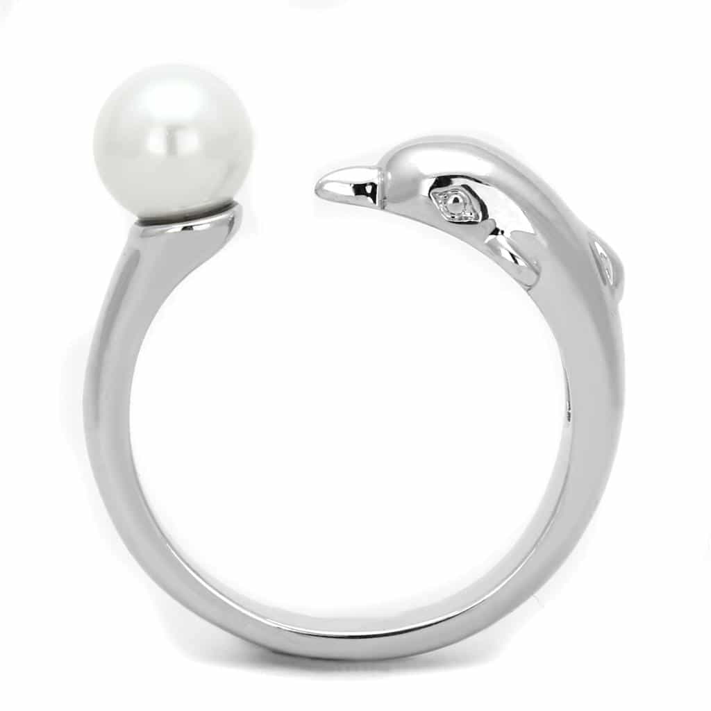 Brass Pearl Dolphin Open Bypass Ring view 6