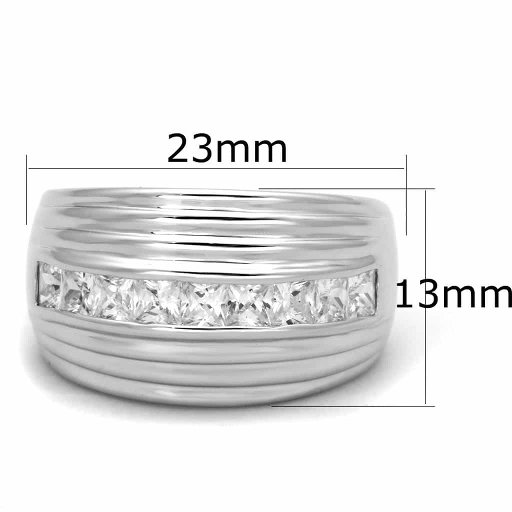 Brass CZ Princess Channel Multi-Row Wide Band Ring view 4
