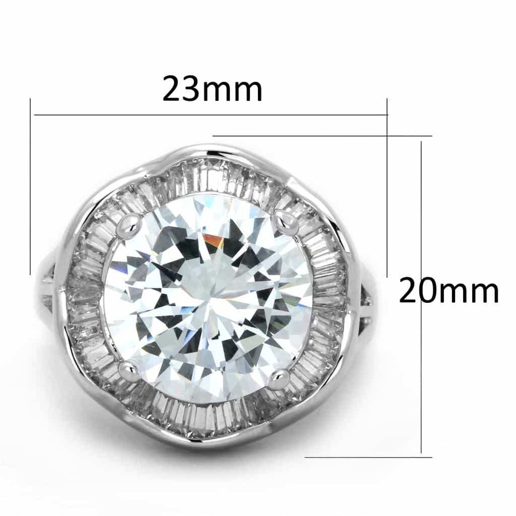 Brass CZ Round Baguette Halo Statement Ring view 4