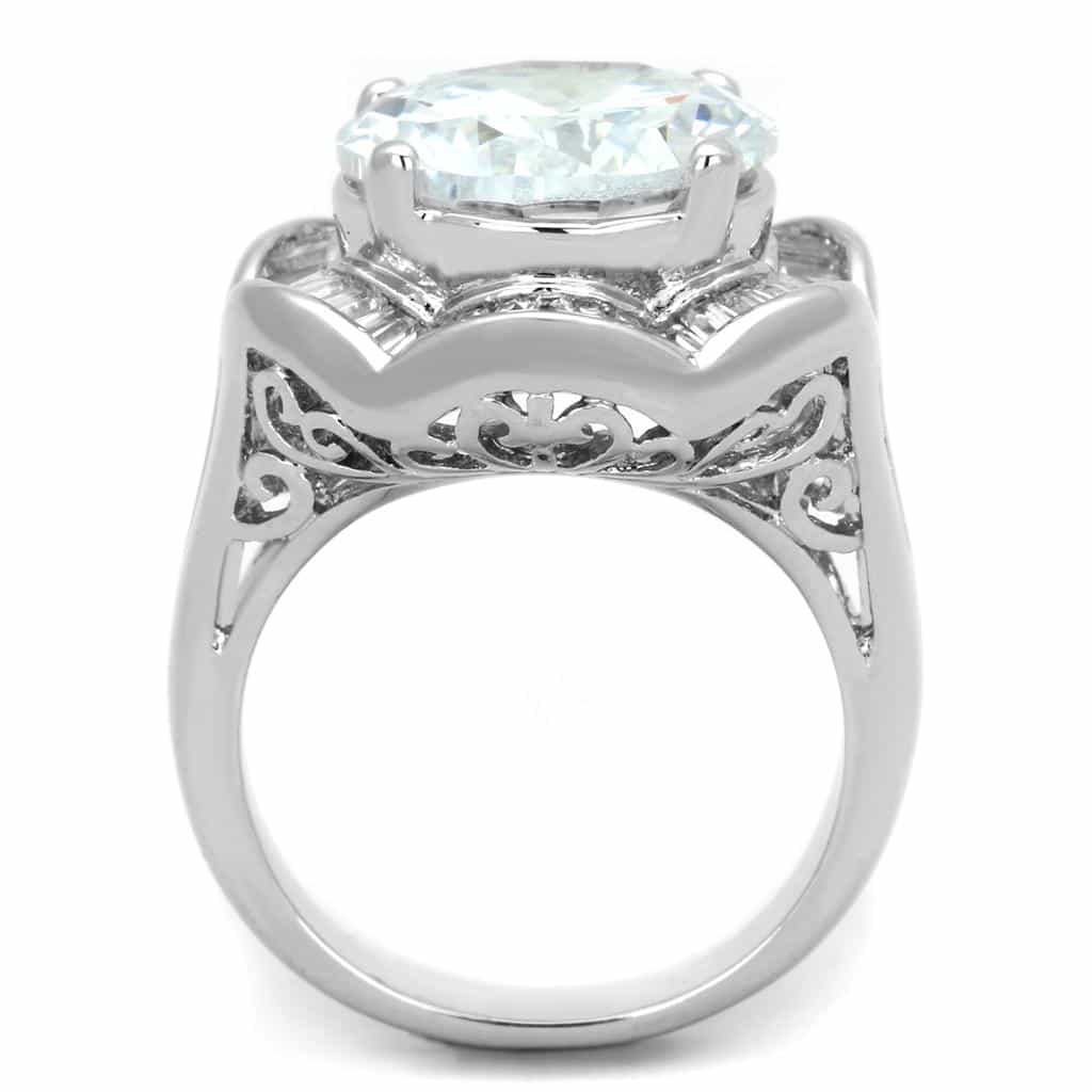 Brass CZ Round Baguette Halo Statement Ring view 6