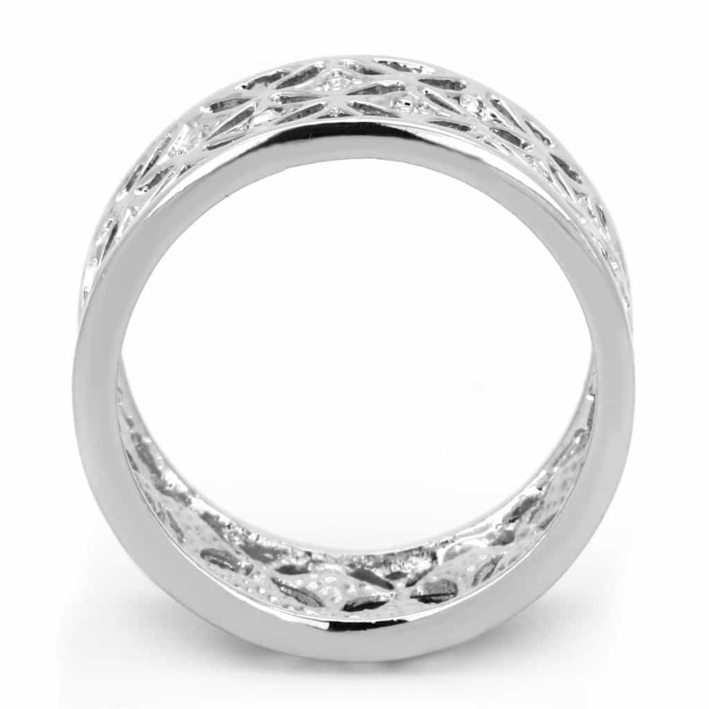 Brass CZ Filigree Leaf Cutout Wide Dome Ring view 6