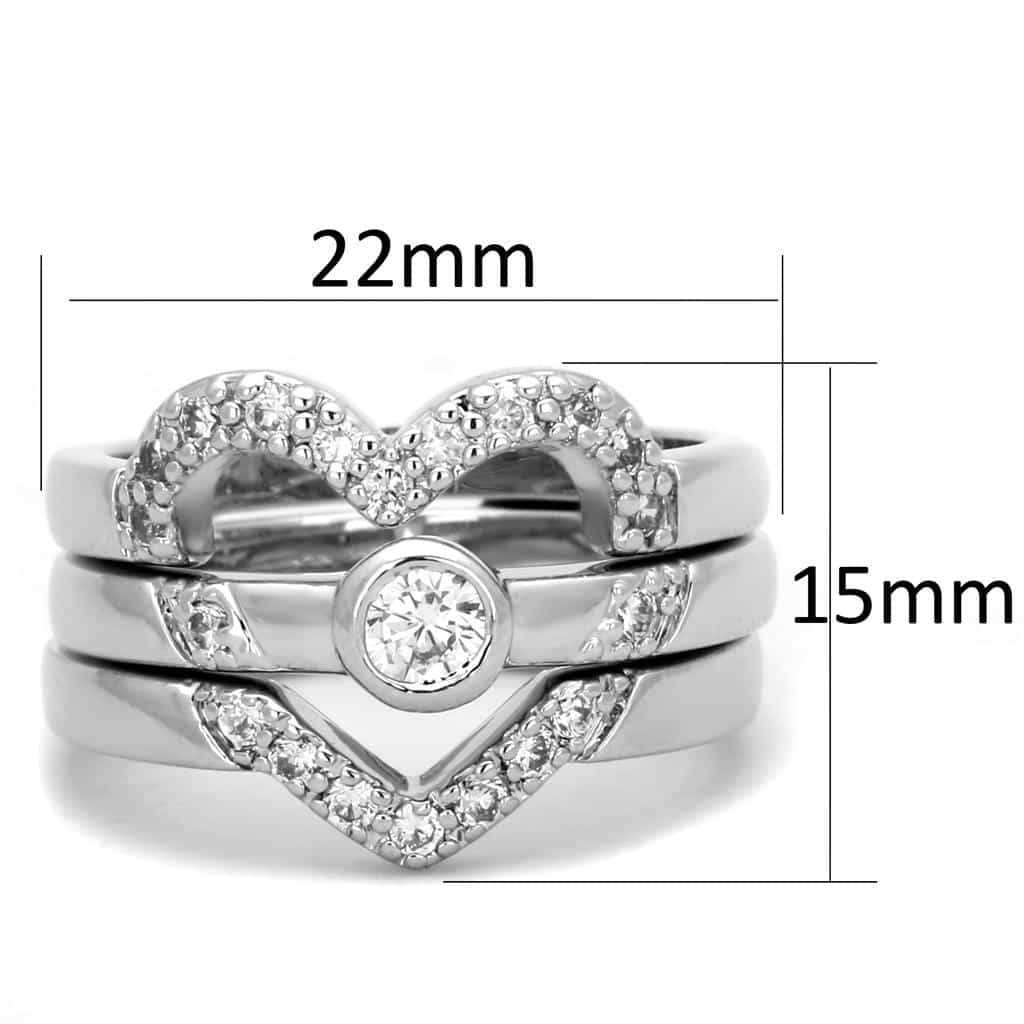 Brass CZ Heart Pave Infinity Bridal Set Ring view 4