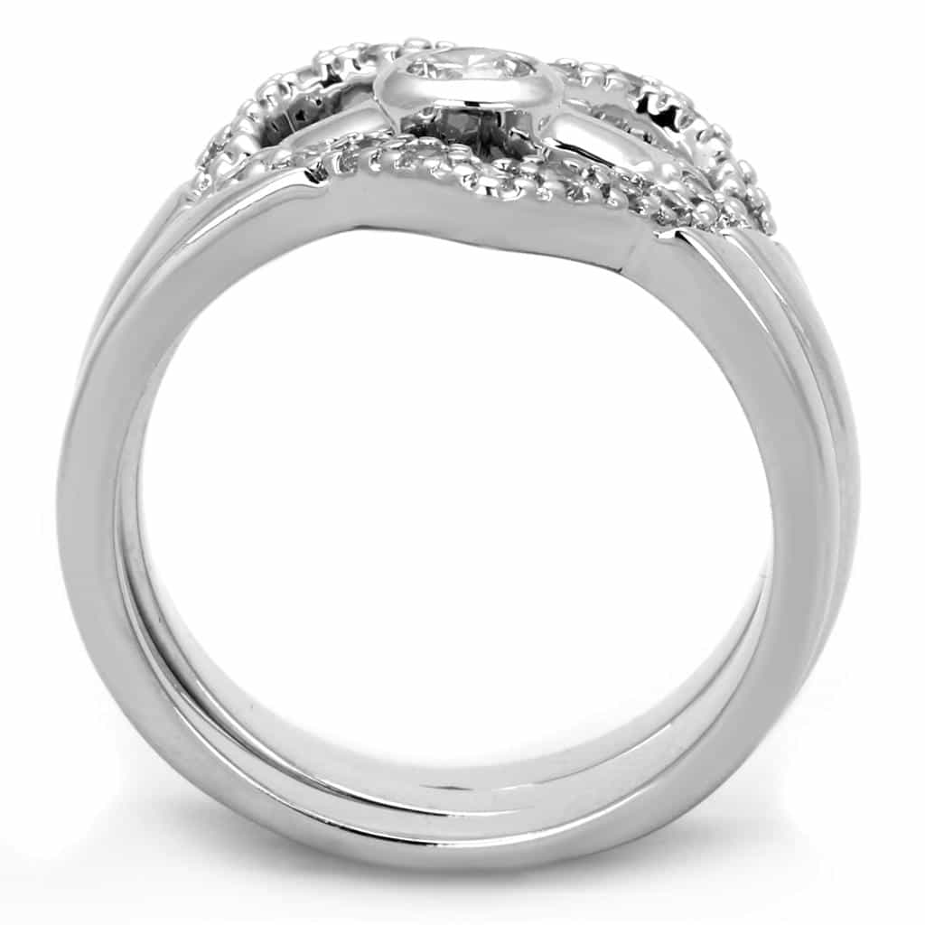 Brass CZ Heart Pave Infinity Bridal Set Ring view 6