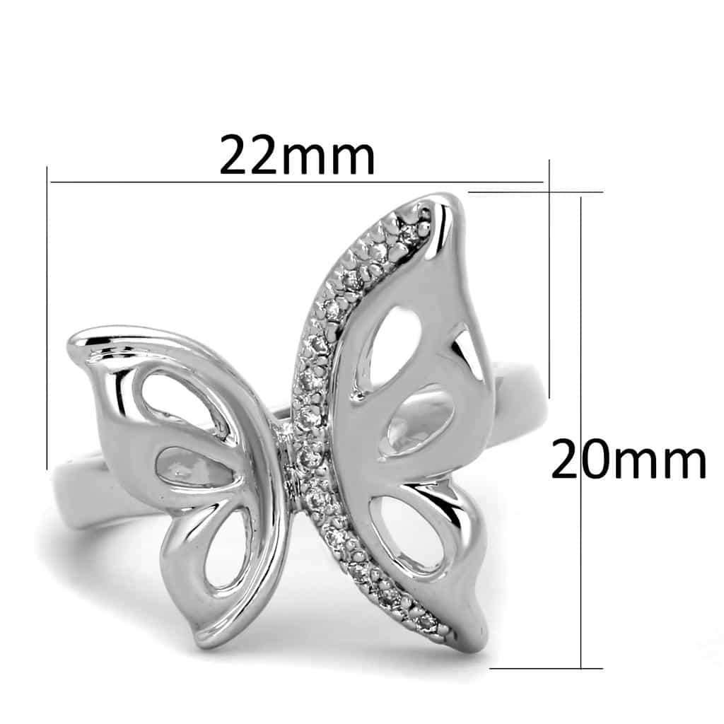 Brass CZ Pave Butterfly Wing Open Ring view 4