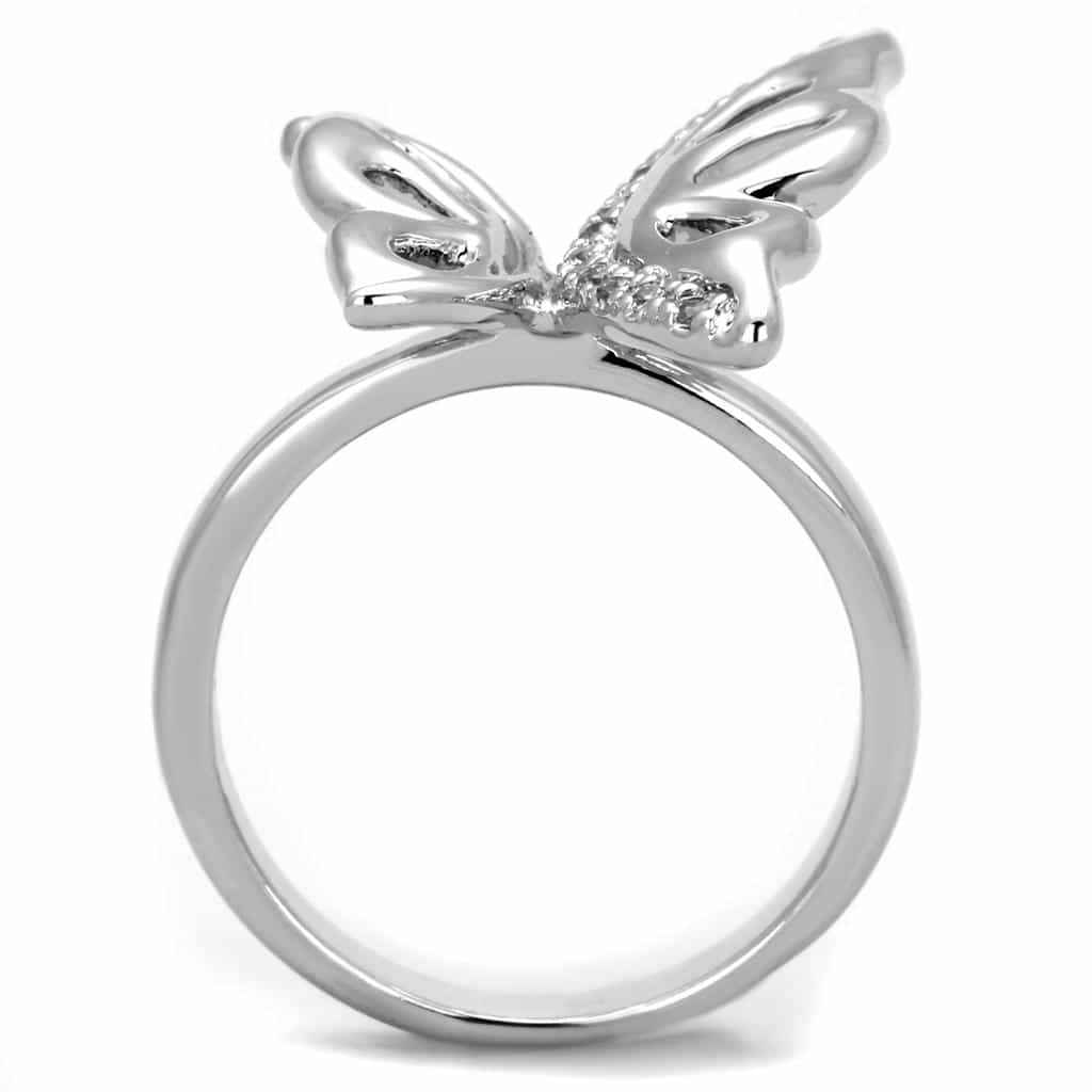 Brass CZ Pave Butterfly Wing Open Ring view 6