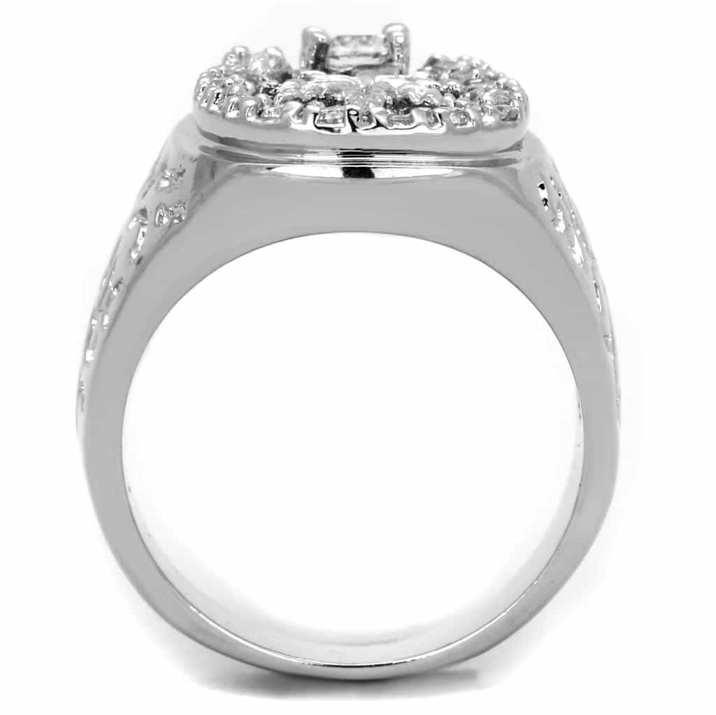 Brass CZ Leaf Cutout Wide Dome Ring view 6