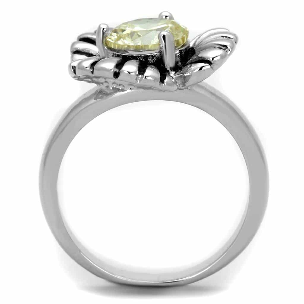 Brass Yellow CZ Oxidized Daisy Flower Cocktail Ring view 6