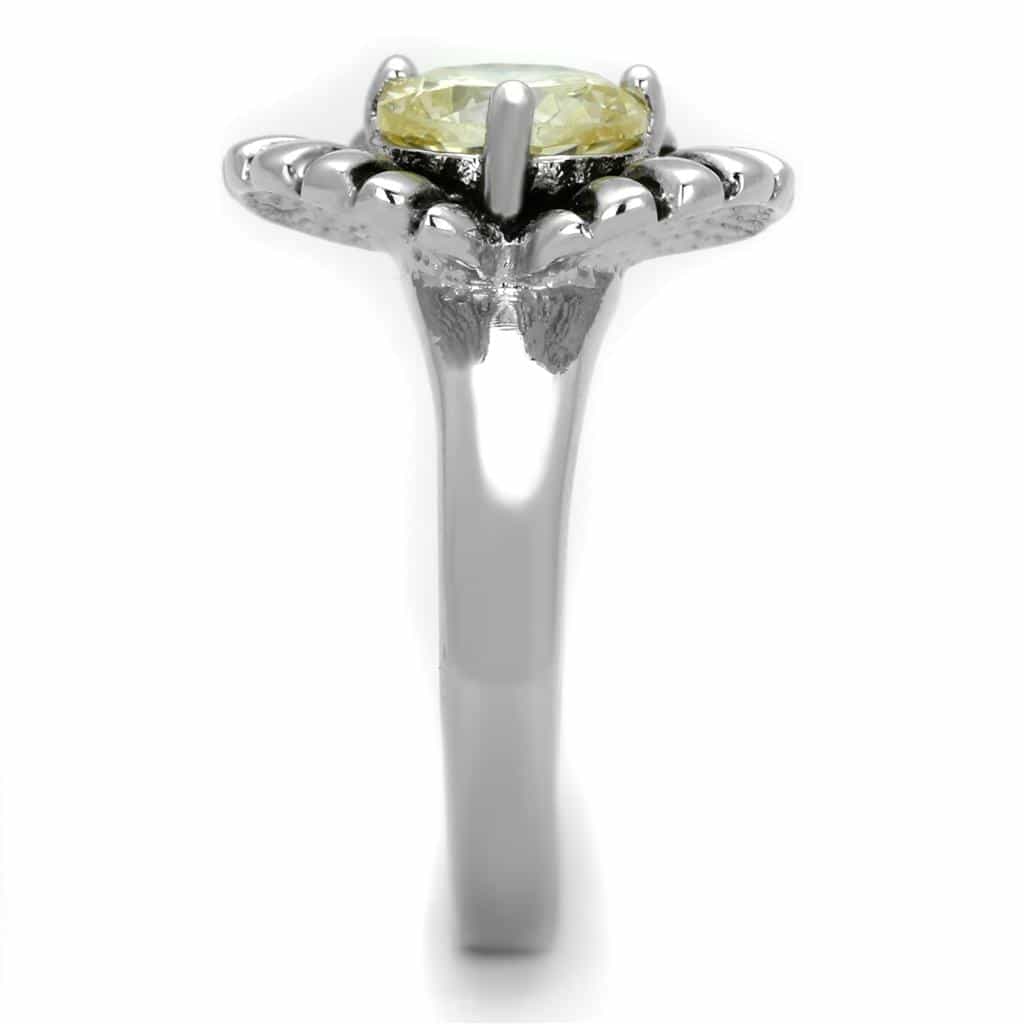 Brass Yellow CZ Oxidized Daisy Flower Cocktail Ring view 8