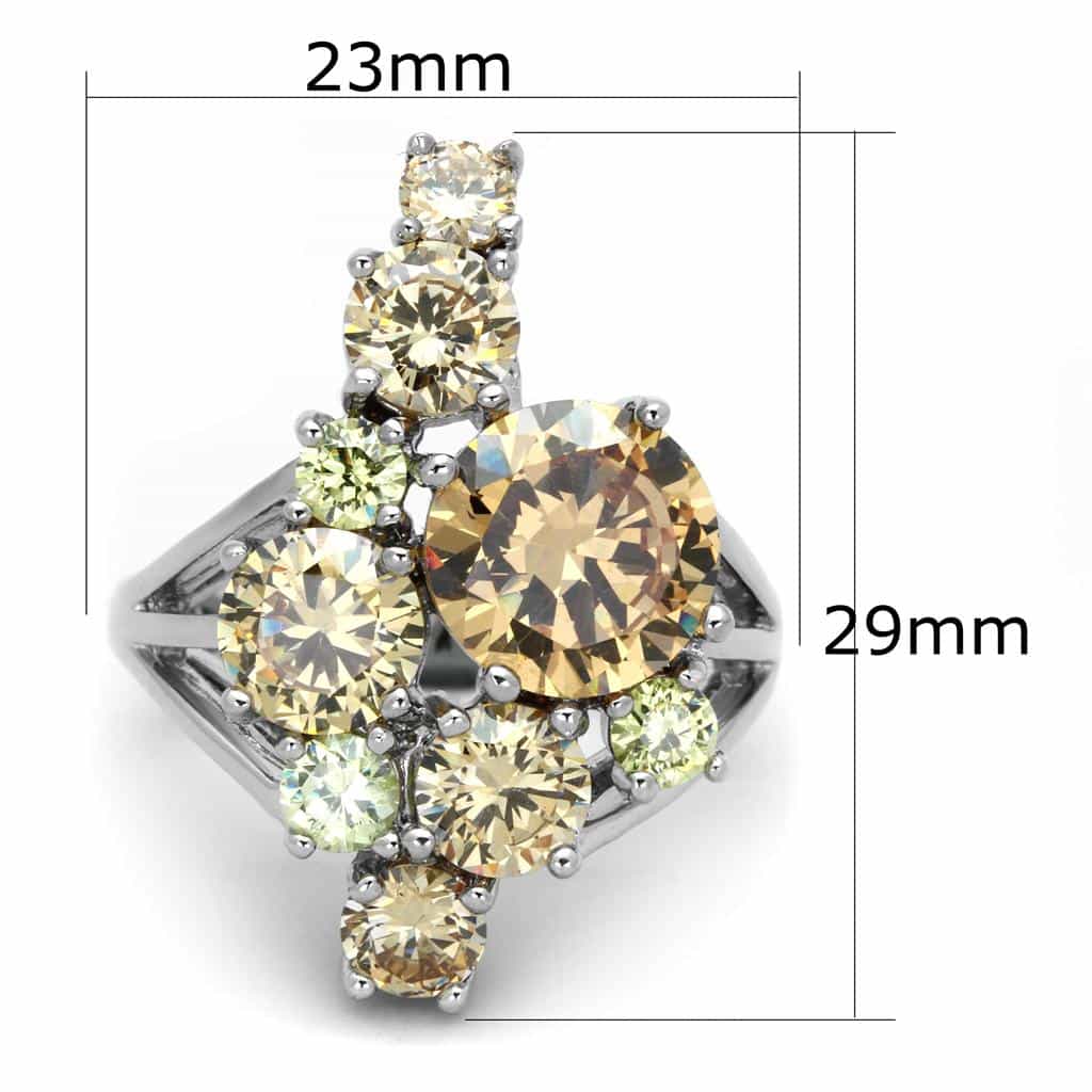 Brass Champagne CZ Round Cluster Cocktail Ring view 4