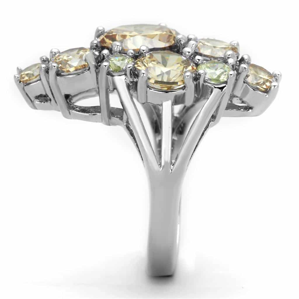 Brass Champagne CZ Round Cluster Cocktail Ring view 8